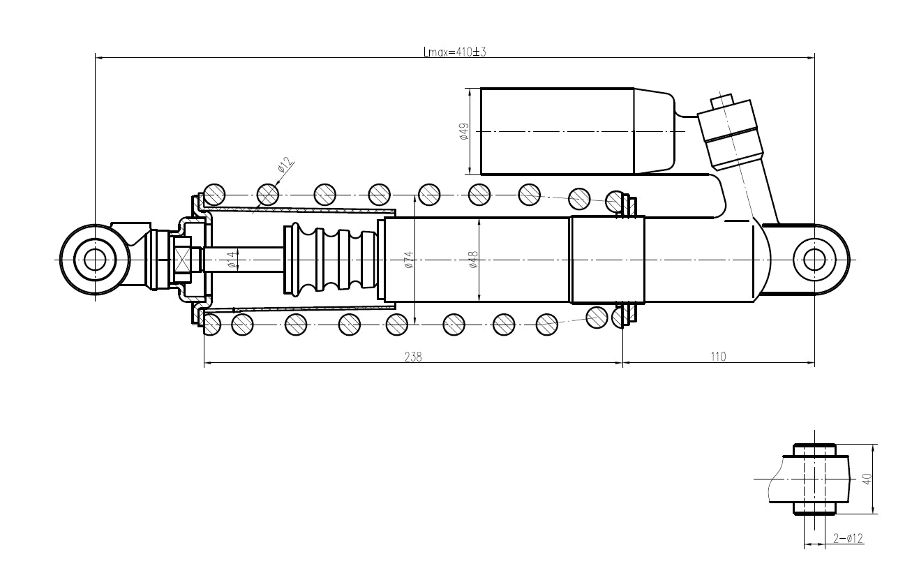 CAM-KW907 Rear Left or Right Shock Absorber for KAWASAKI. Replaces OEM# 45014-0262. For full application listing click Buyer's Guide below.