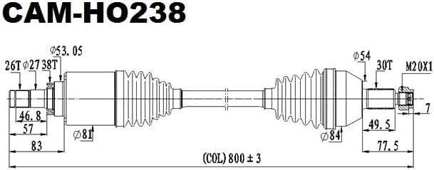 FRONT LEFT AXLE 2014-2019 HONDA RANCHER 420 4X4 w/o IRS RUGGED 44350-HR3-A21