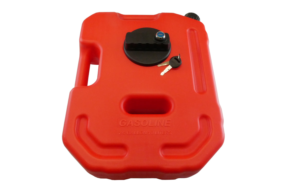 10L Gas Container, Jerry Can with Lock, Red, Plastic, Certified UN, REACH